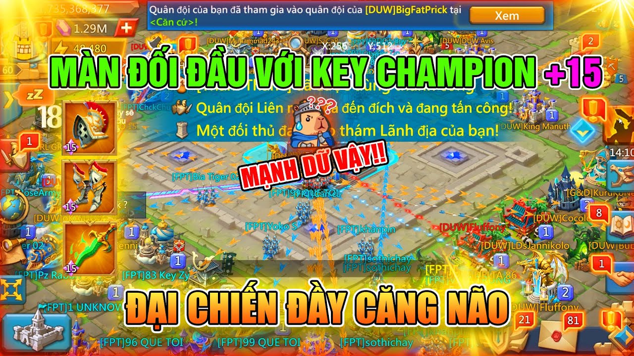 (Lords Mobile) Màn Đối Đầu Đầy Căng Não Với Key Full Champion +15