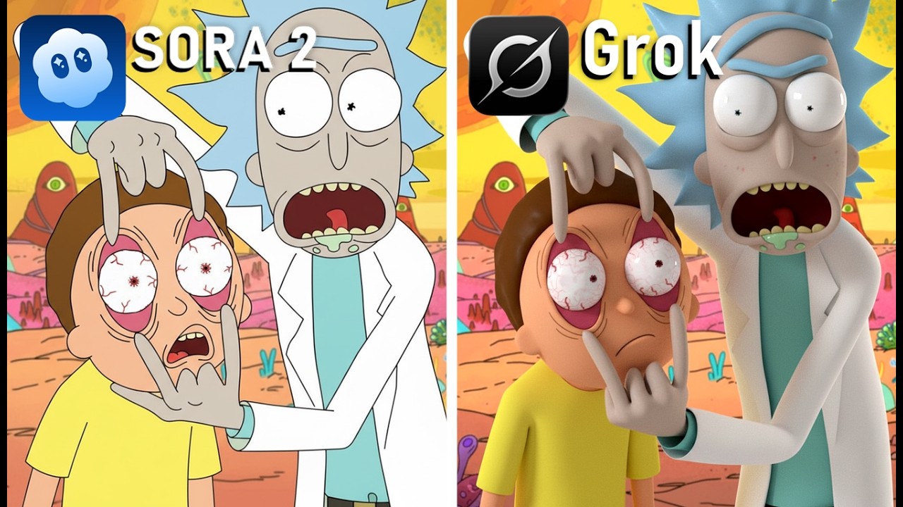 Sora 2 vs Grok Remake iconic Scenes From Rick And Morty