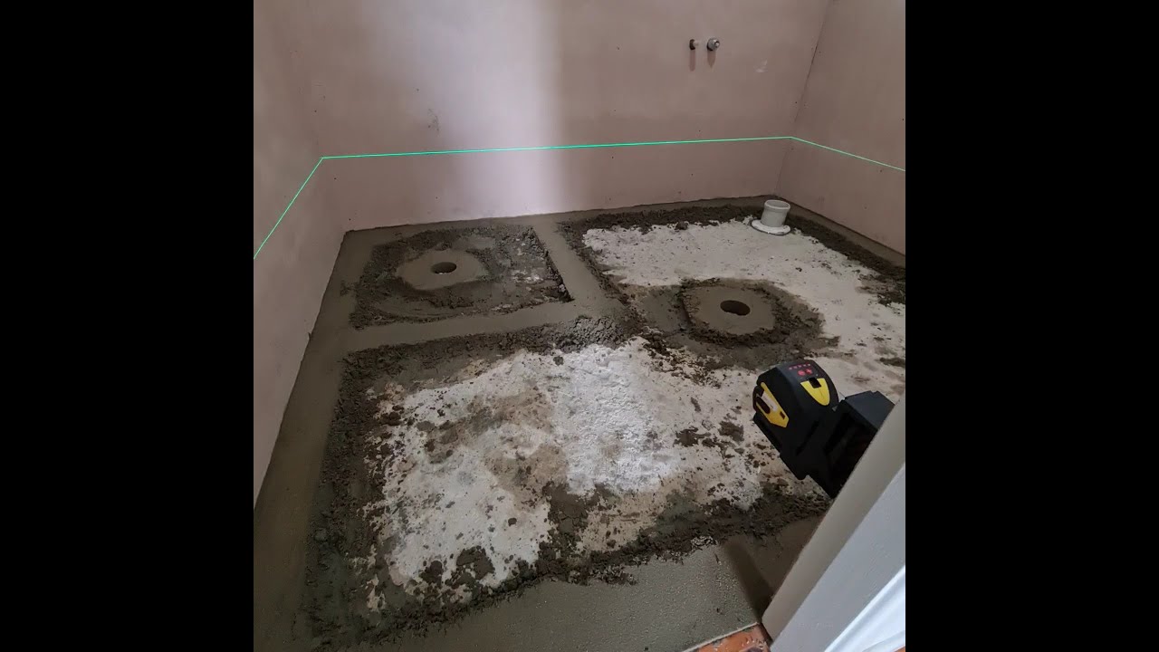 How to cement bed (screed) a bathroom floor
