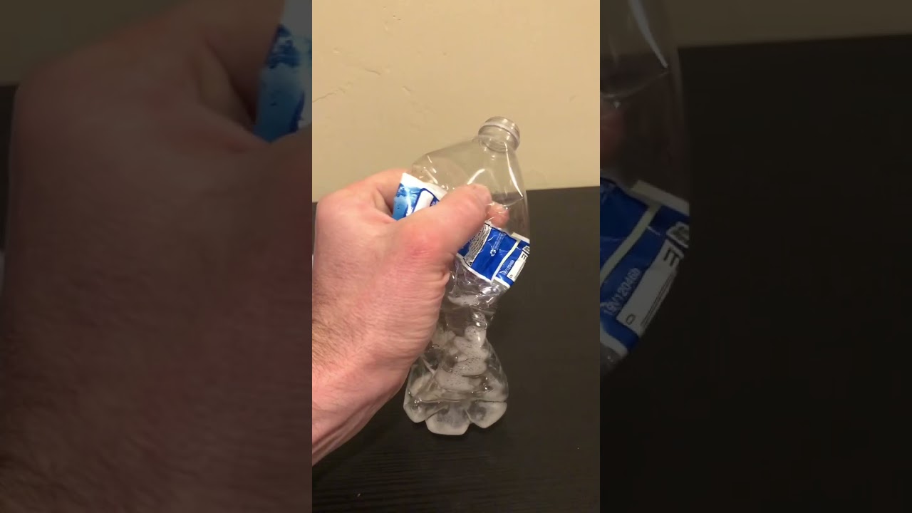 How to crush a water bottle with your hand.