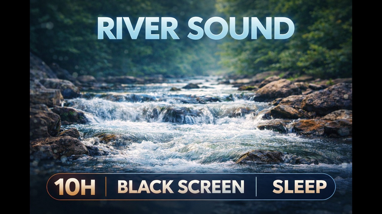 10H River Sounds for Sleep | Black Screen Relaxing River Ambience