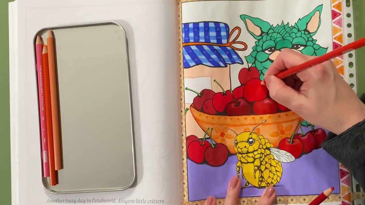 Speed Color Along No 32 Cherry Picking  I  Petalworld Coloring Book by Mokimaa I Adult Coloring