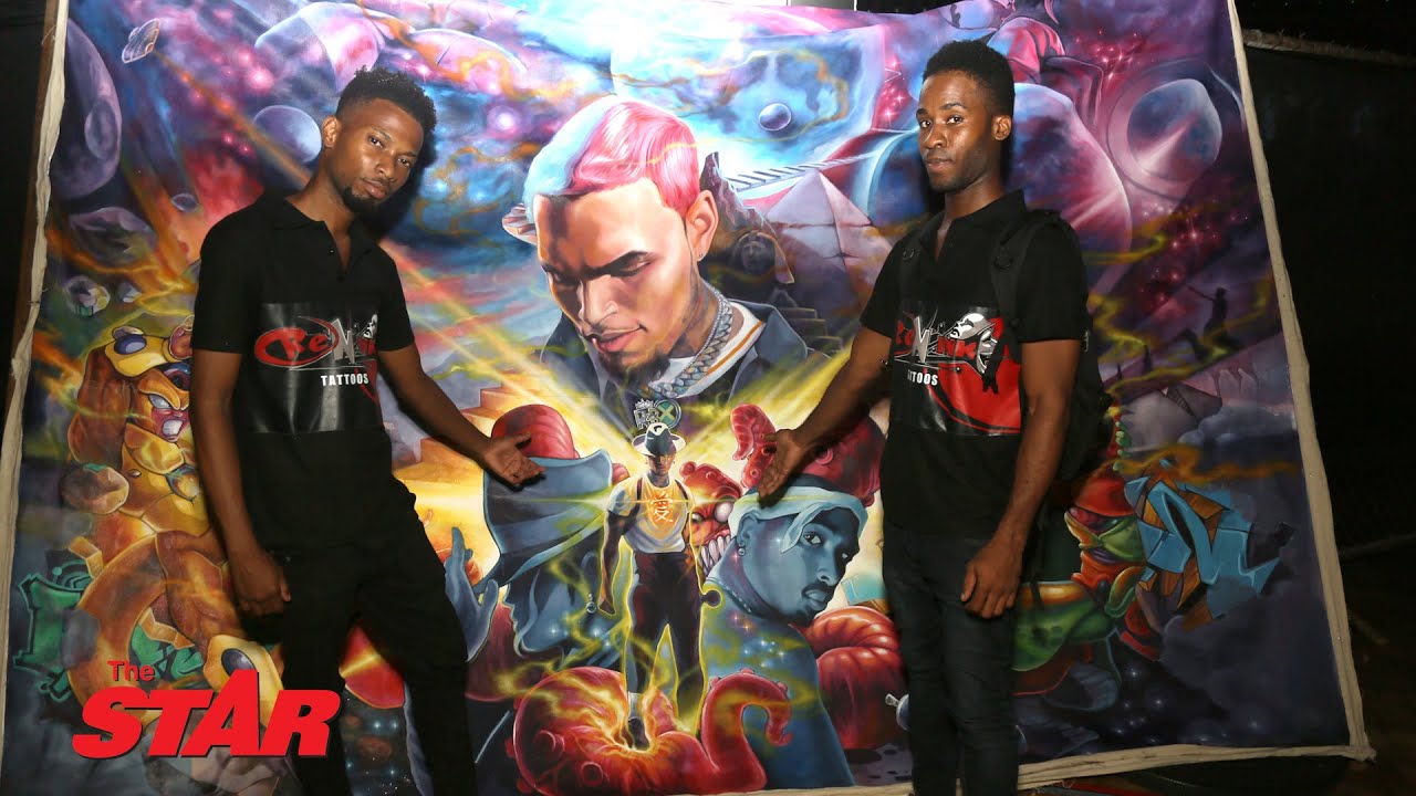 Artists create 10-foot long painting of Chris Brown