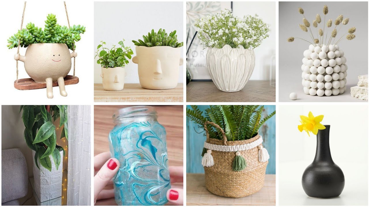 8 دقائق ابداع✨لصنع مزهريات راقية و اصيص زرع لبيتك #deco#diy#craft #home #ideas #handmade