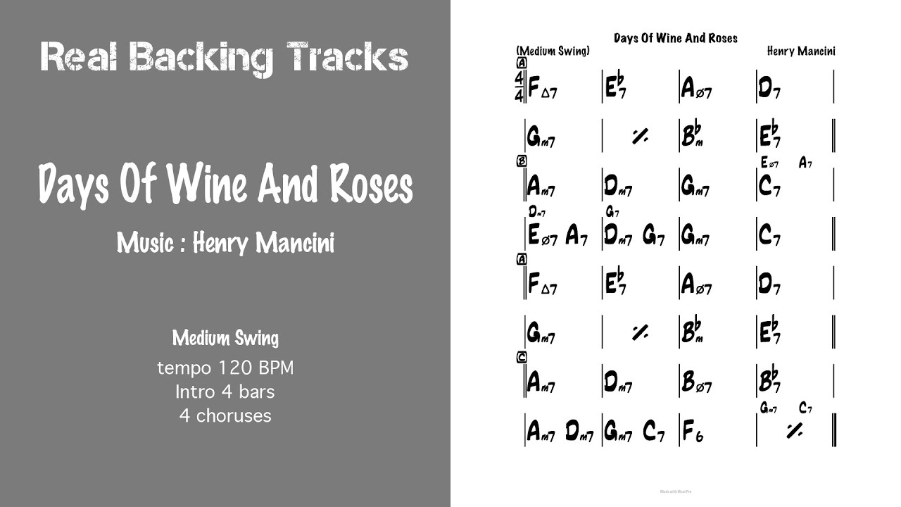 Days Of Wine And Roses - Real Jazz Backing Track - Play Along
