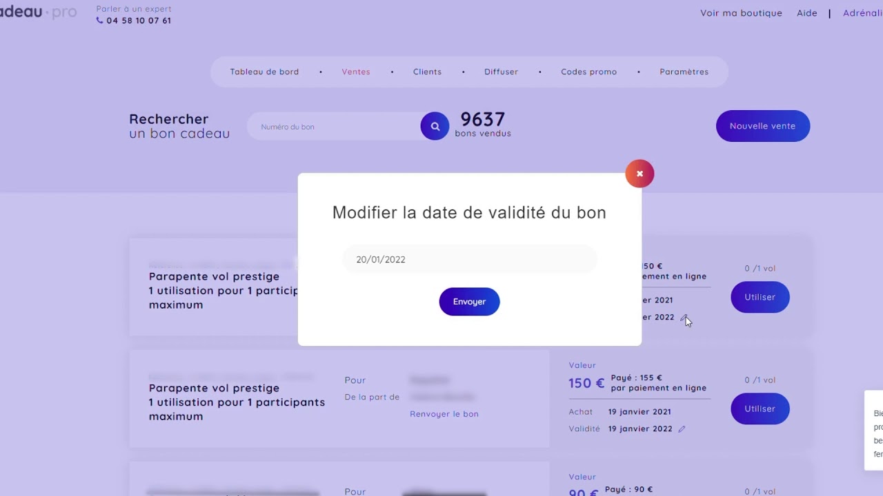 Comment modifier la date de validit&eacute; d&rsquo;un bon cadeau ?