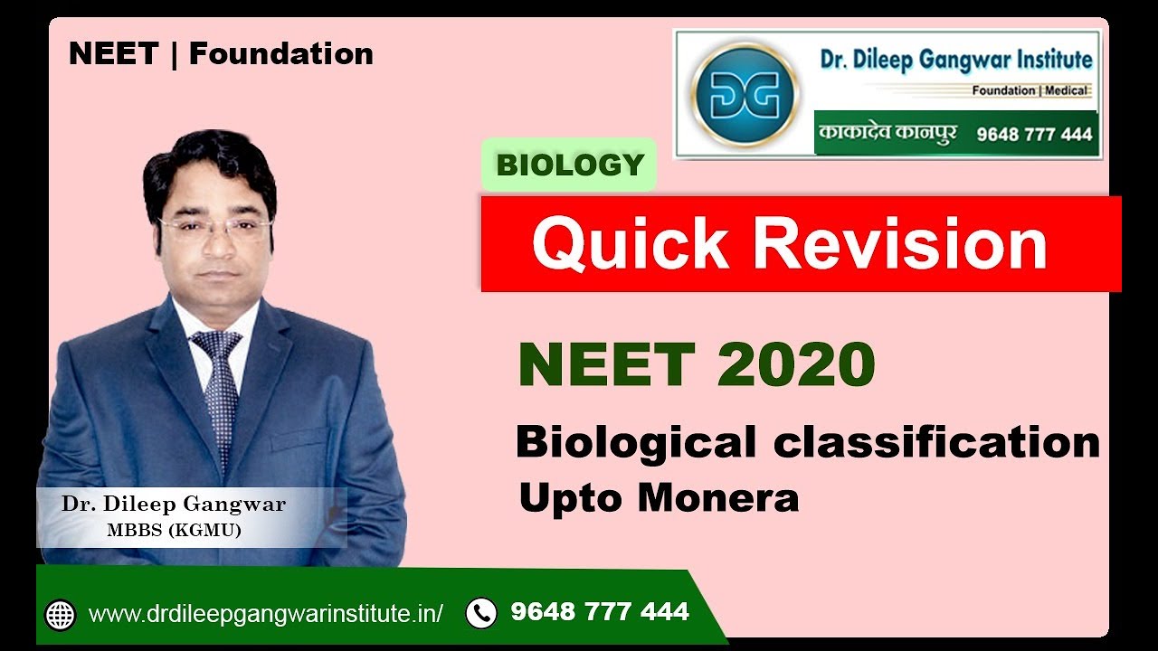 Biological Classification Upto 'MONERA' By Dr Dileep Gangwar