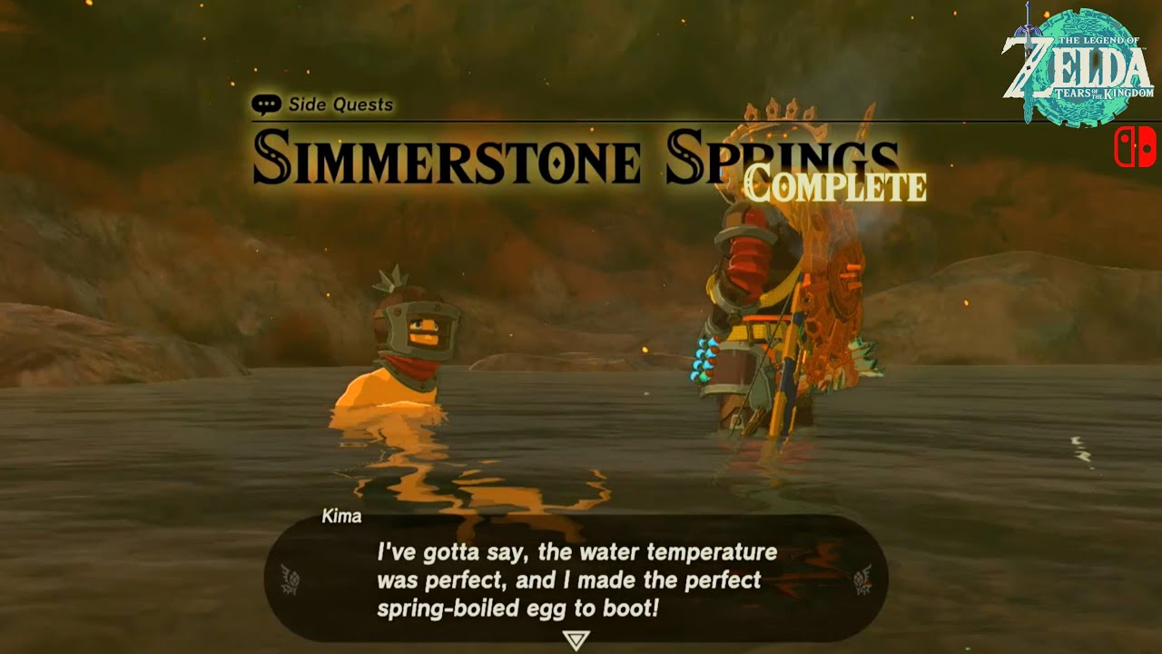 Legend of Zelda TOTK - Side Quests Simmerstone Springs & Hot Springs! Gorko Tunnel - Eldin Canyon