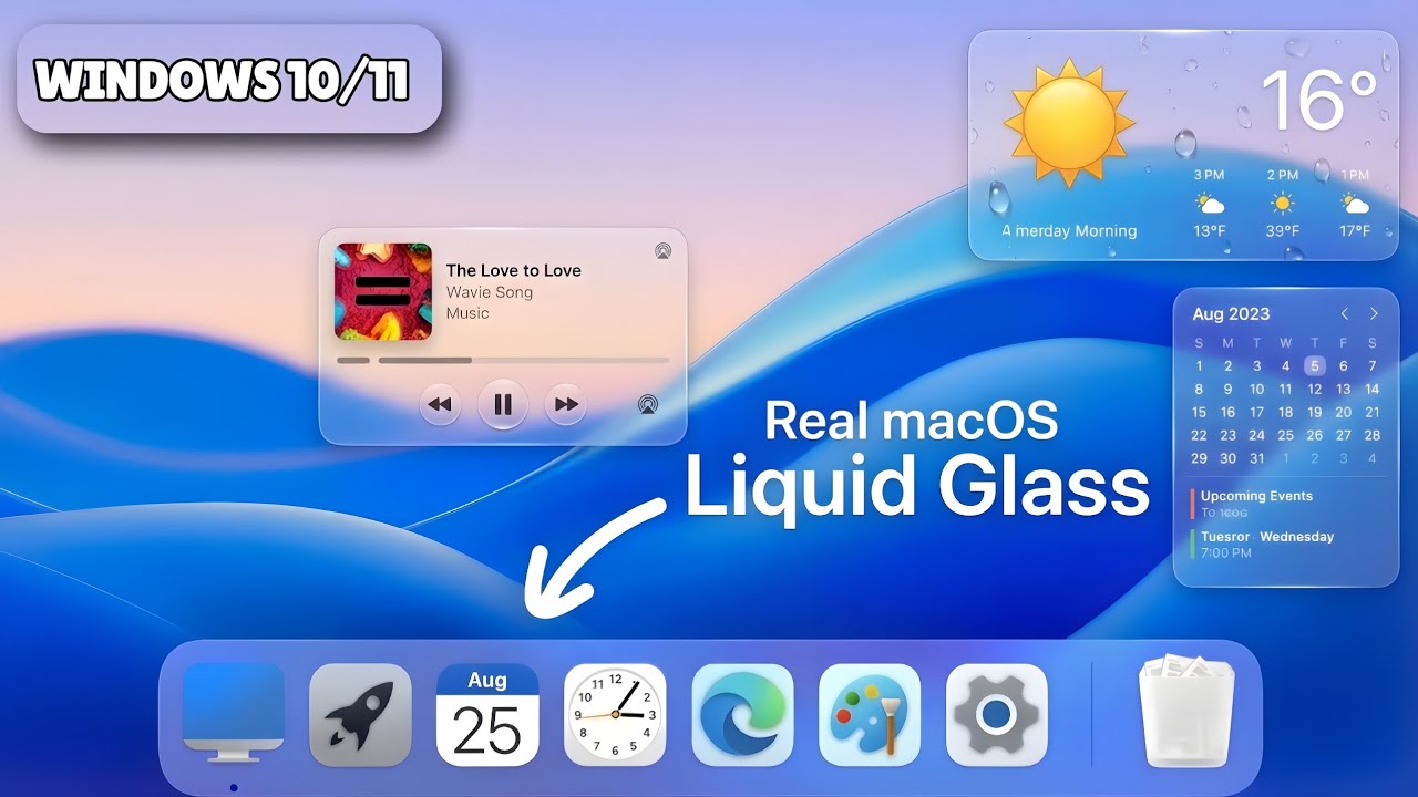 Transform Windows into macOS Tahoe Liquid Glass Look (100% Free Tools + Files)