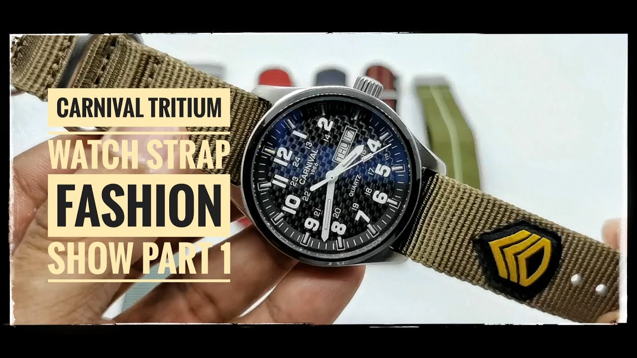 5 Best Straps for Carnival Tritium Carbon Fibre dial quartz watch: Part 1 #carnivalwatch