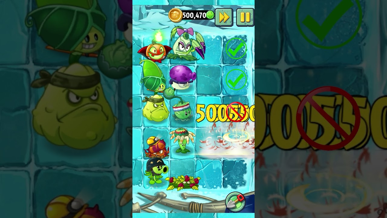 PvZ 2  - Four Cell Attack - Mega Gatling Pea Plants & Other Plant Teams Vs 40 Animal Zombies 