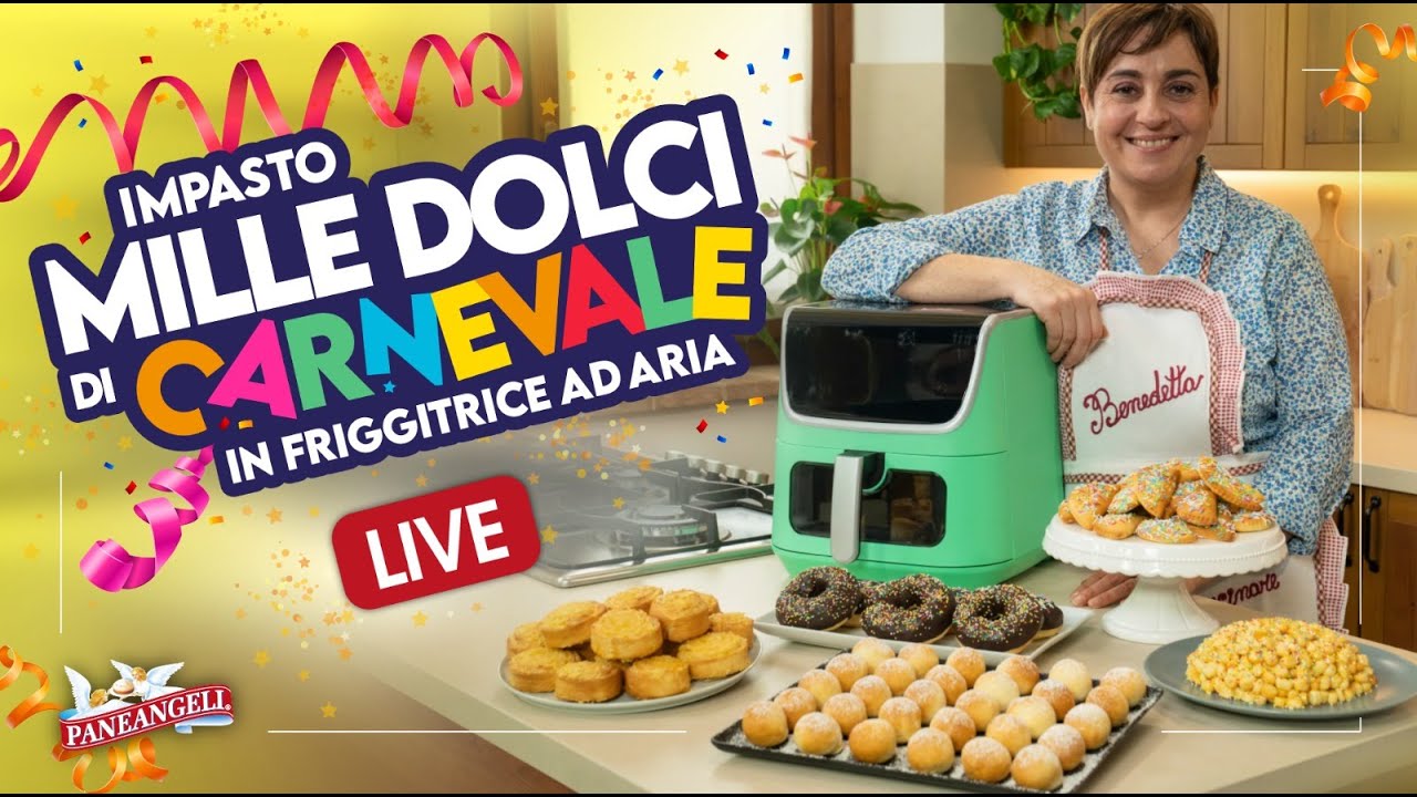 IMPASTO MILLE DOLCI DI CARNEVALE (senza uova) in Friggitrice ad Aria - Ricetta in Diretta