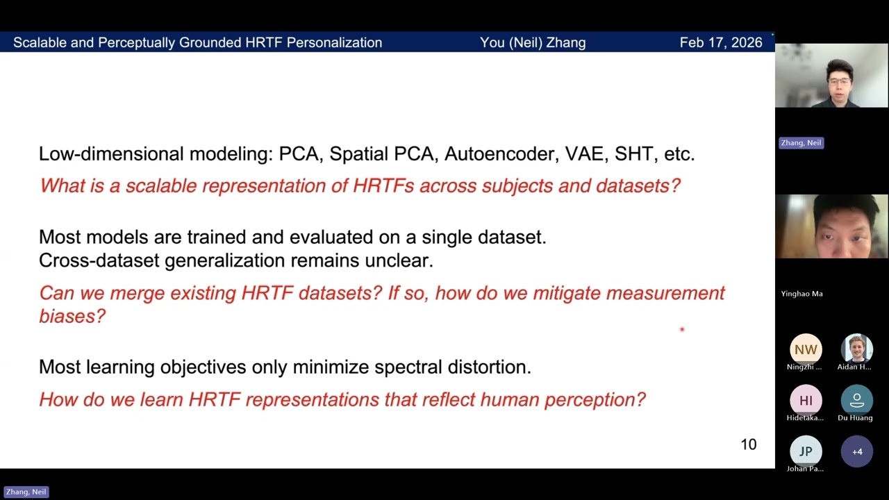 Scalable and Perceptually Grounded HRTF Personalization. You (Neil) Zhang (Feb-17)