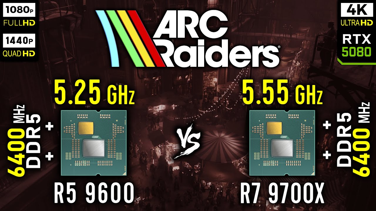 Ryzen 5 9600 vs Ryzen 7 9700X in ARC Raiders | RTX 5080 [ 1080p, 1440p, 4K ]