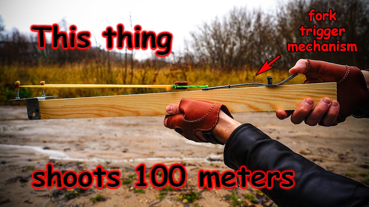 Sniper slingshot with fork trigger mechanism DIY