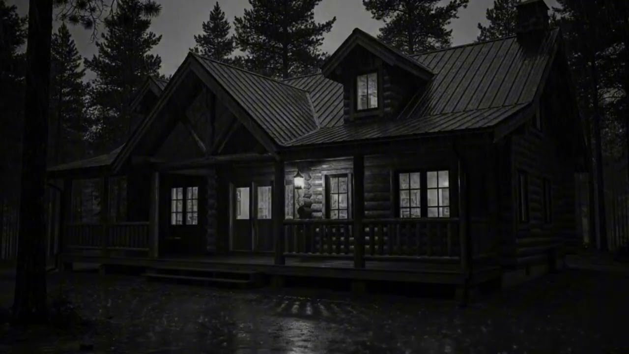 Heavy Rain and Thunderstorm Over Cabin Roof | Deep Sleep Ambience for Insomnia Relief