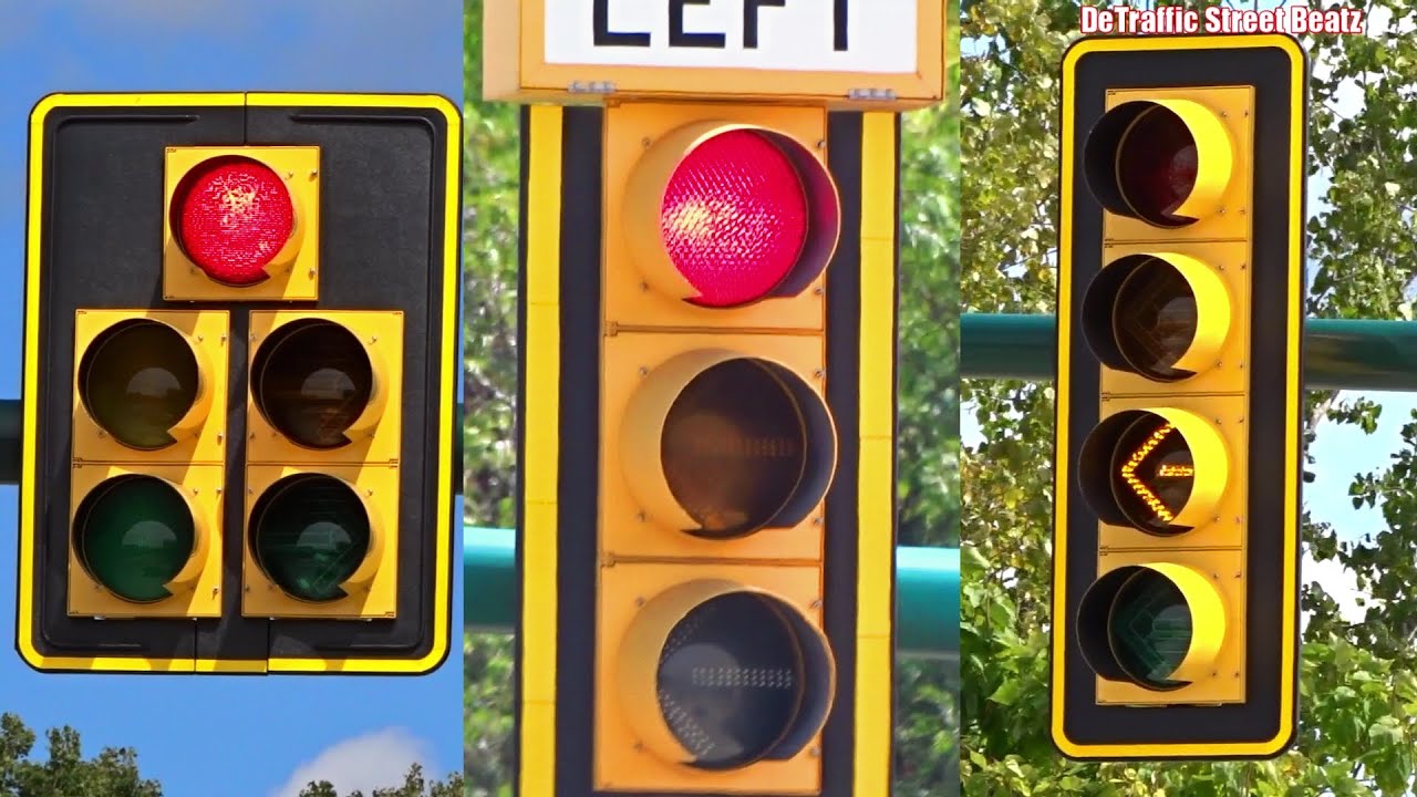 Dog House Flashing Yellow Arrow Traffic Lights | Grand River & Crescent
