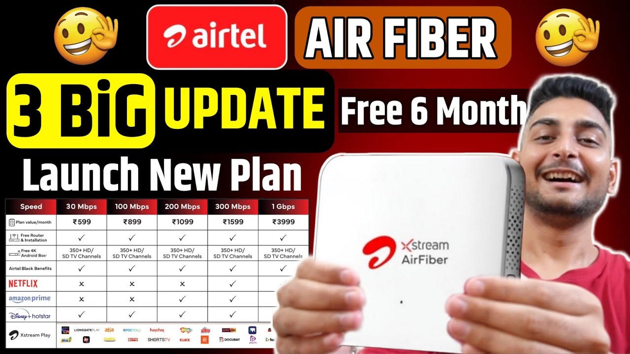 Airtel Airfiber 3 Big Update | Launch New 599 Plan | Free 6 Month's