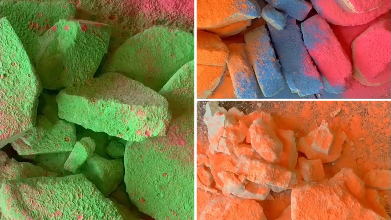 Powdery ASMR: Reformed gymchalk. Second video with calcium carbonate