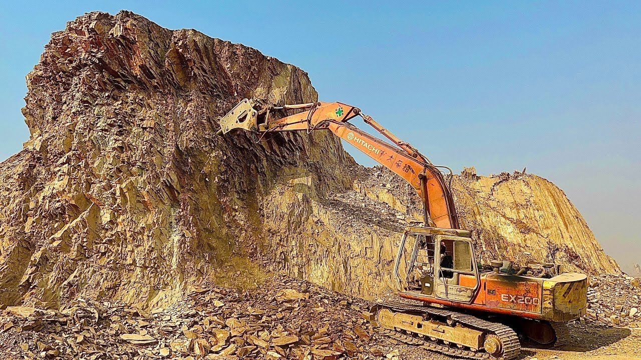 HILL DESTRUCTION: How to Break a Hill with an Excavator Machine! #excavators #stonemachinery #jcb 
