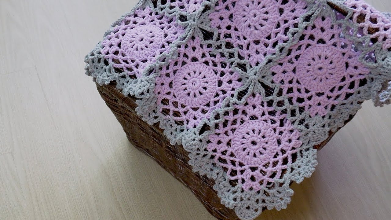 [코바늘 모티브] 라벤더 컬러로 만드는 매쉬 손뜨개 담요 ㅣLavender mash motif blanket