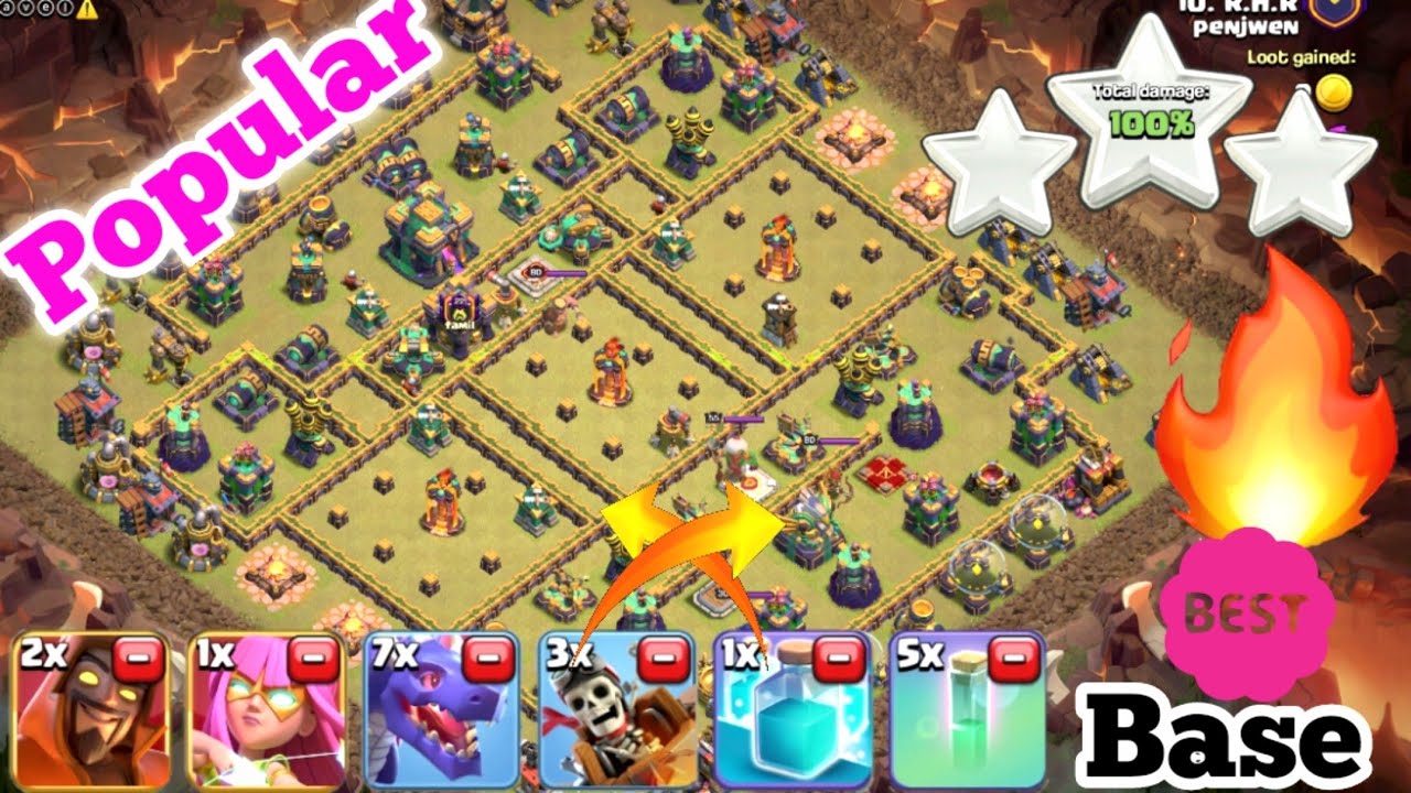 Super Wizard + Super Archer+ Invisible with Clone = Easy 3 Star | Popular Th14 Base 3 Star