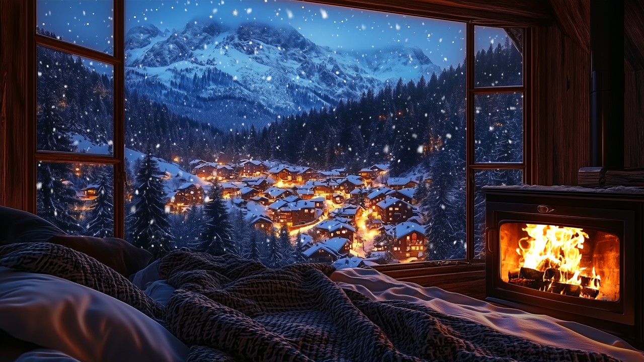 Cozy Fireplace in a Winter Cabin ❄️ | Fall Asleep Fast with Relaxing Fire Sounds