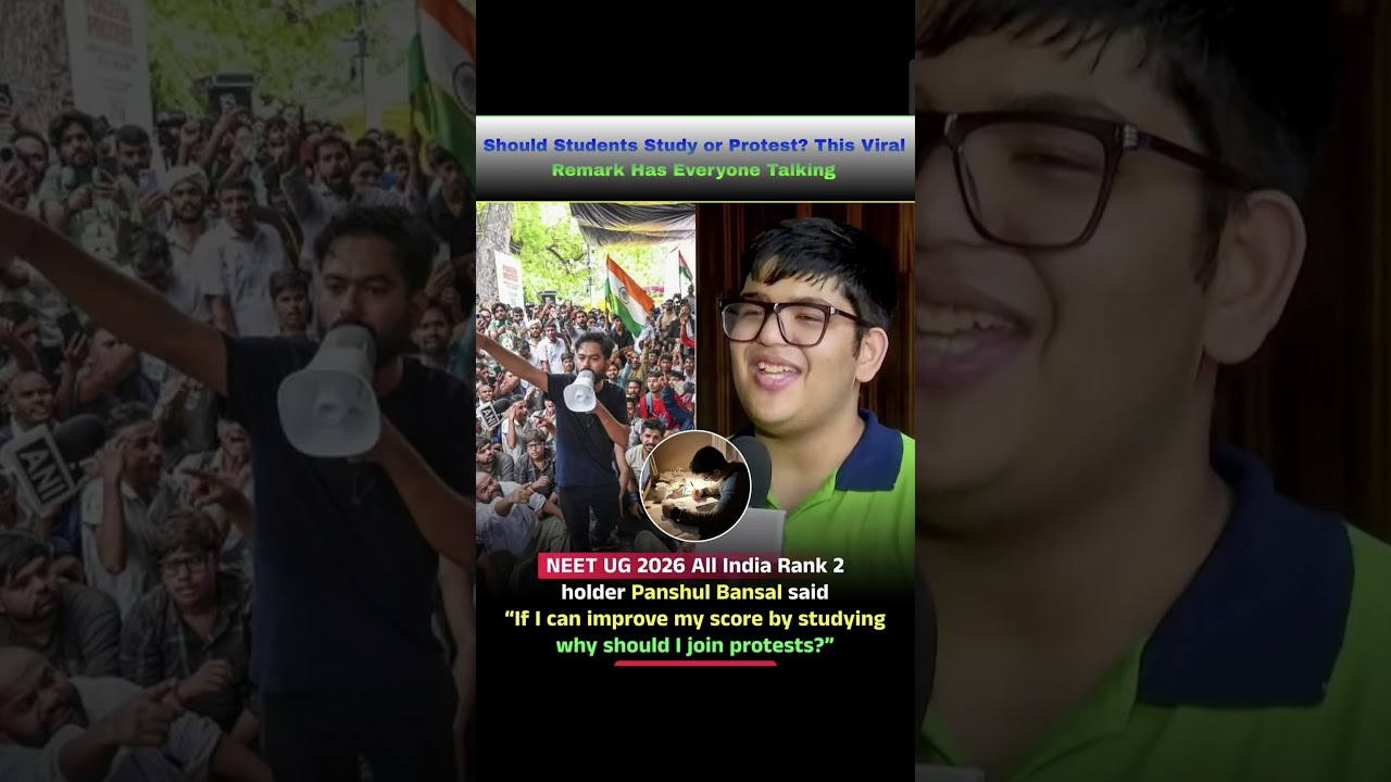 NEET AIR Rank 2's Viral Remark on Protests Sparks Massive Debate | Study vs Protest?#shorts#viral