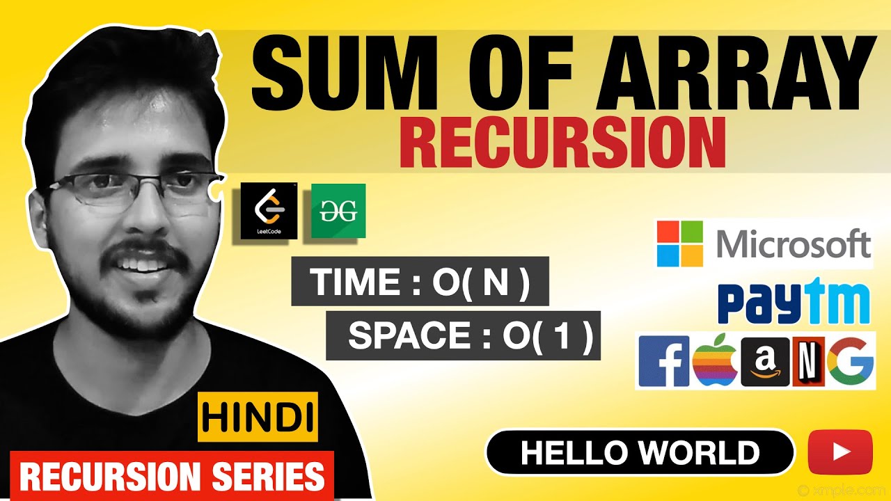 Sum of Array 🔥 Recursive solution Hello world Dynamic Programming Playlist #princebhai