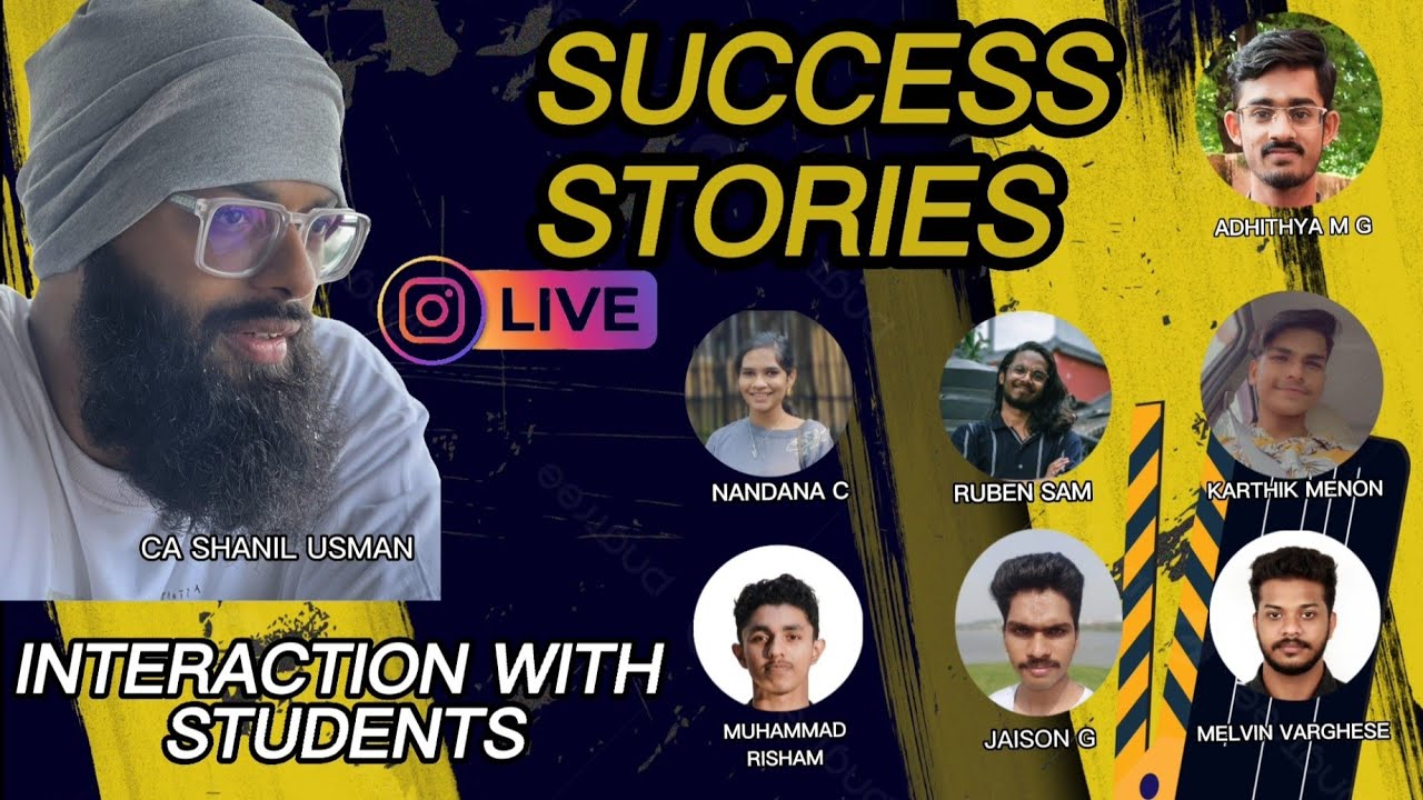 Success Stories of Nov 23 CA Inter Exams. Interactive session with students. CA Shanil Usman
