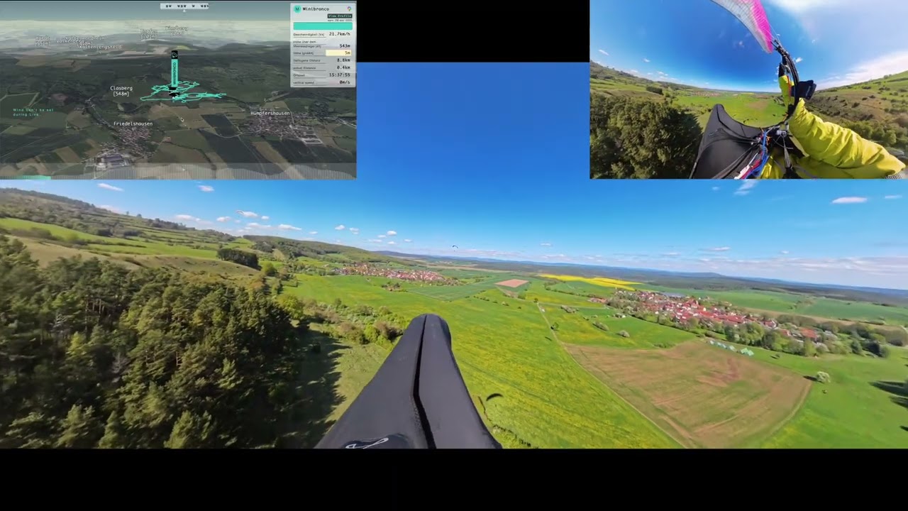 26.04.2025 Paragliding XC mit Karte 60 km Hümpfershausen - Lauterbach (D)