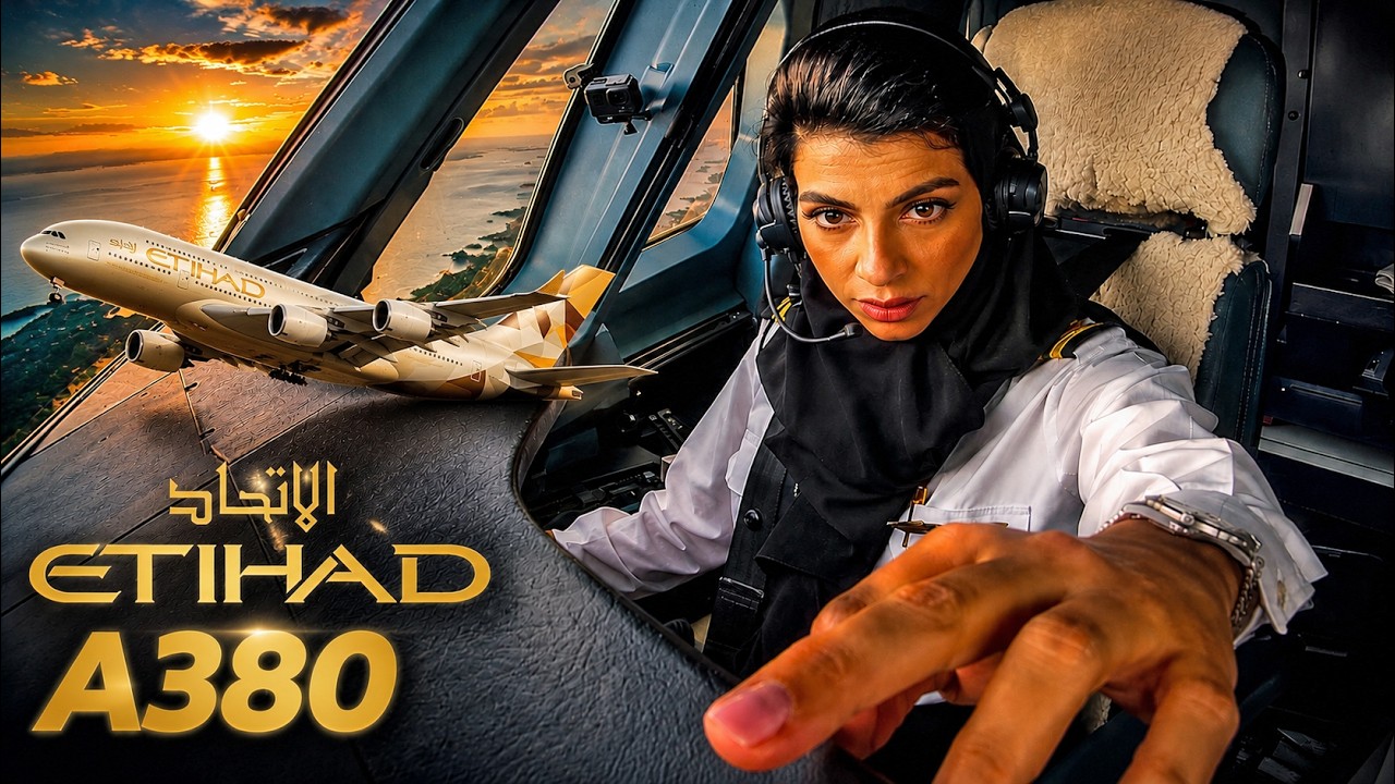 Shaima Pilots the ETIHAD A380 out of Abu Dhabi