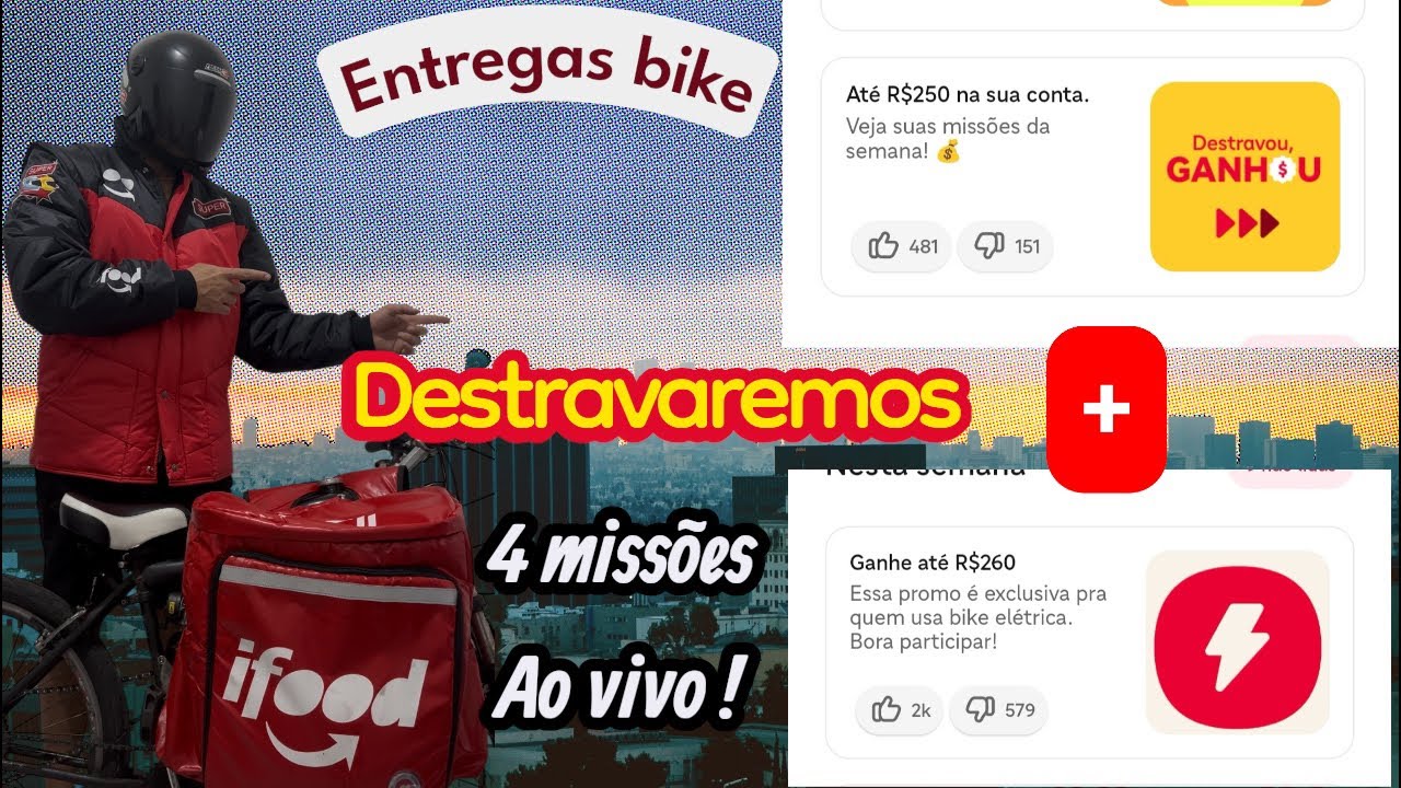 24 DE JANEIRO 💸,[DIA 2] TEMOS 4 MISSÕES PARA DESTRAVAR NO IFOOD . #ifood #entregador #bike  #renda