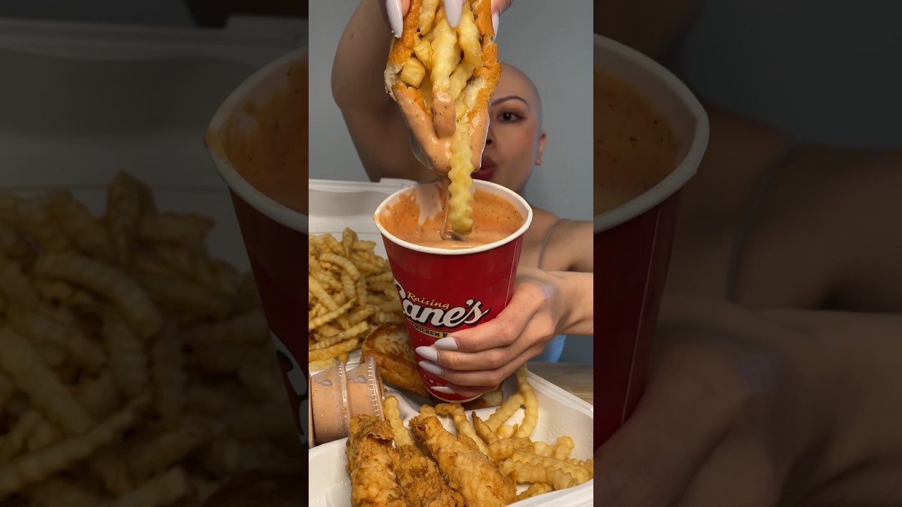 CANES FRIES MUKBANG🍟#shorts #asmr #friedchicken