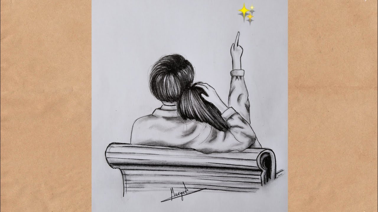 How to draw Romantic lovely couple sitting on a chair💑Cute couple drawing🥀 Pencill sketch very easy
