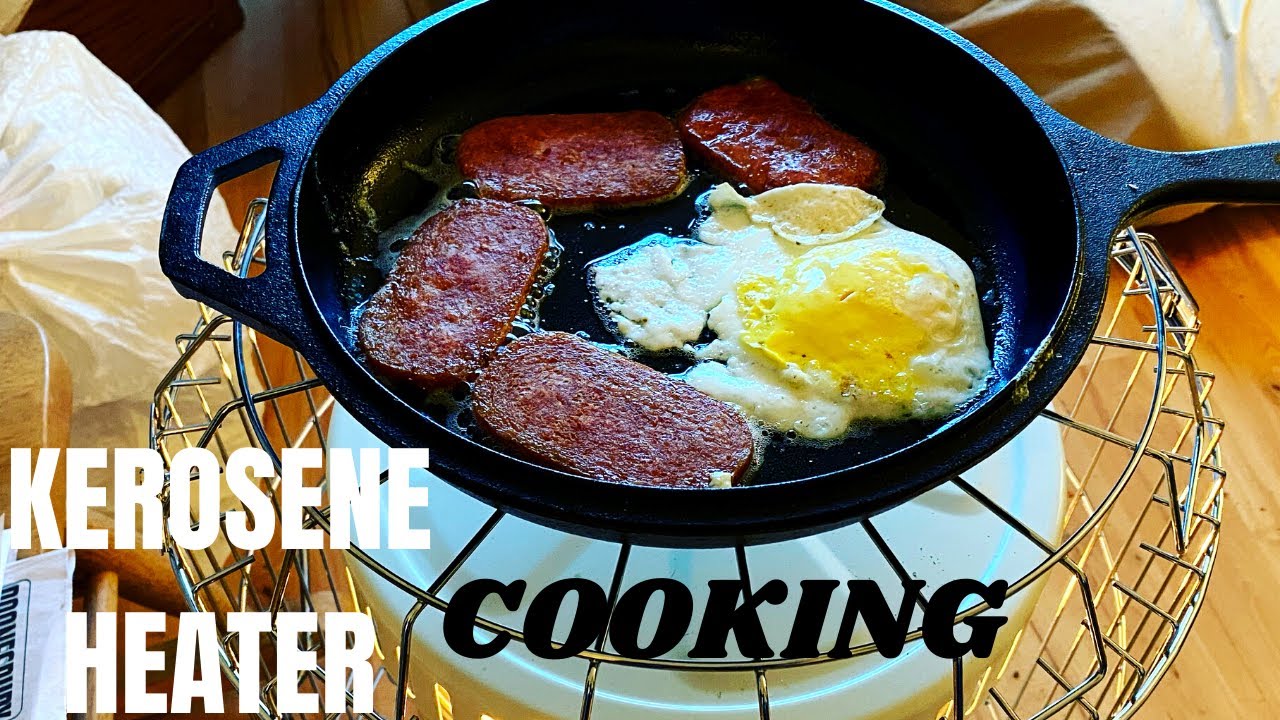 Kerosene Heater Cooking - Can Be Done! Bacon Spam n Eggs!