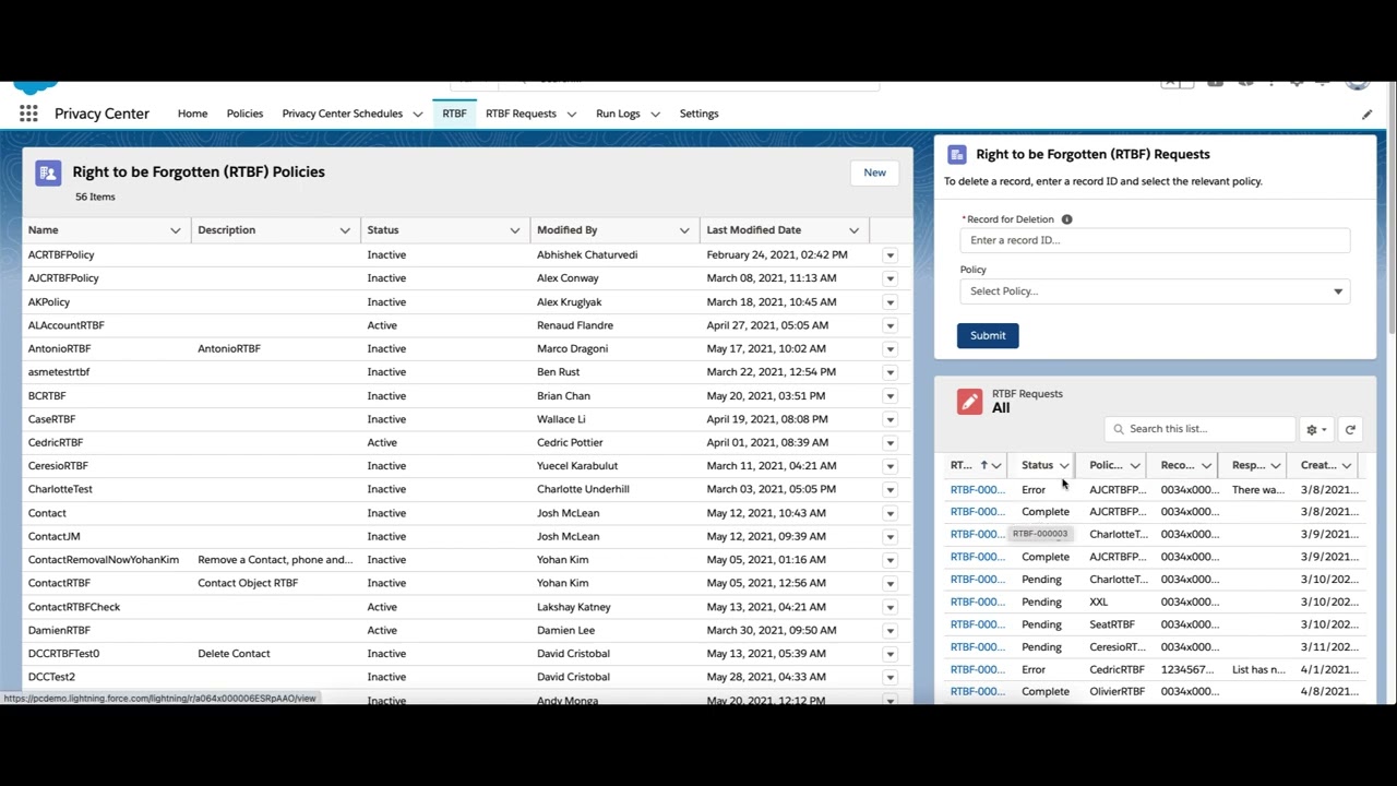 Privacy Center Demo