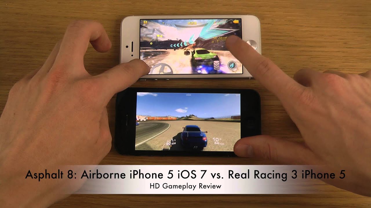 Asphalt 8 Airborne iPhone 5 iOS 7 vs. Real Racing 3 iPhone 5 HD Gameplay Review