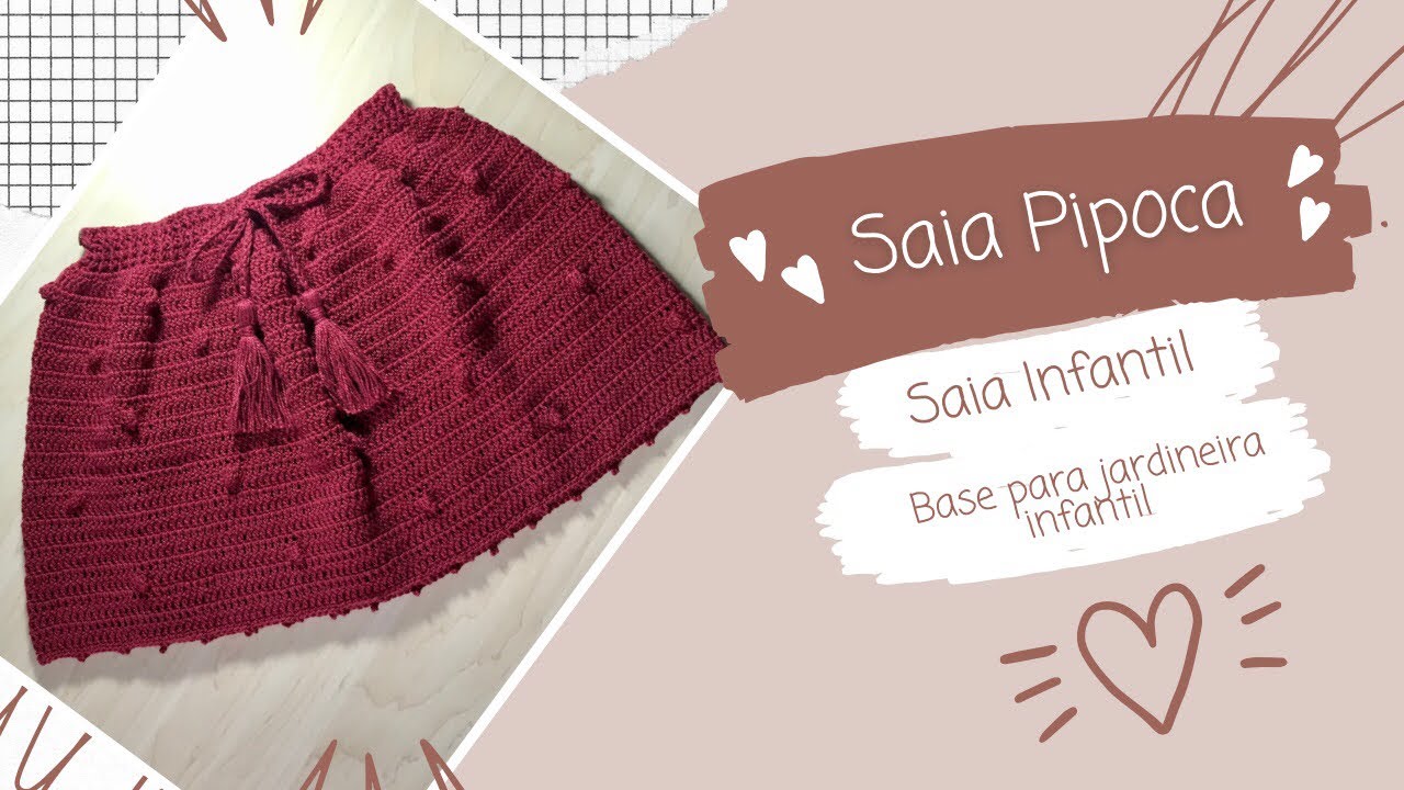 Saia Pipoca, base para jardineira infantil! #crochê #crochet #handmade @ticisteinickecroche