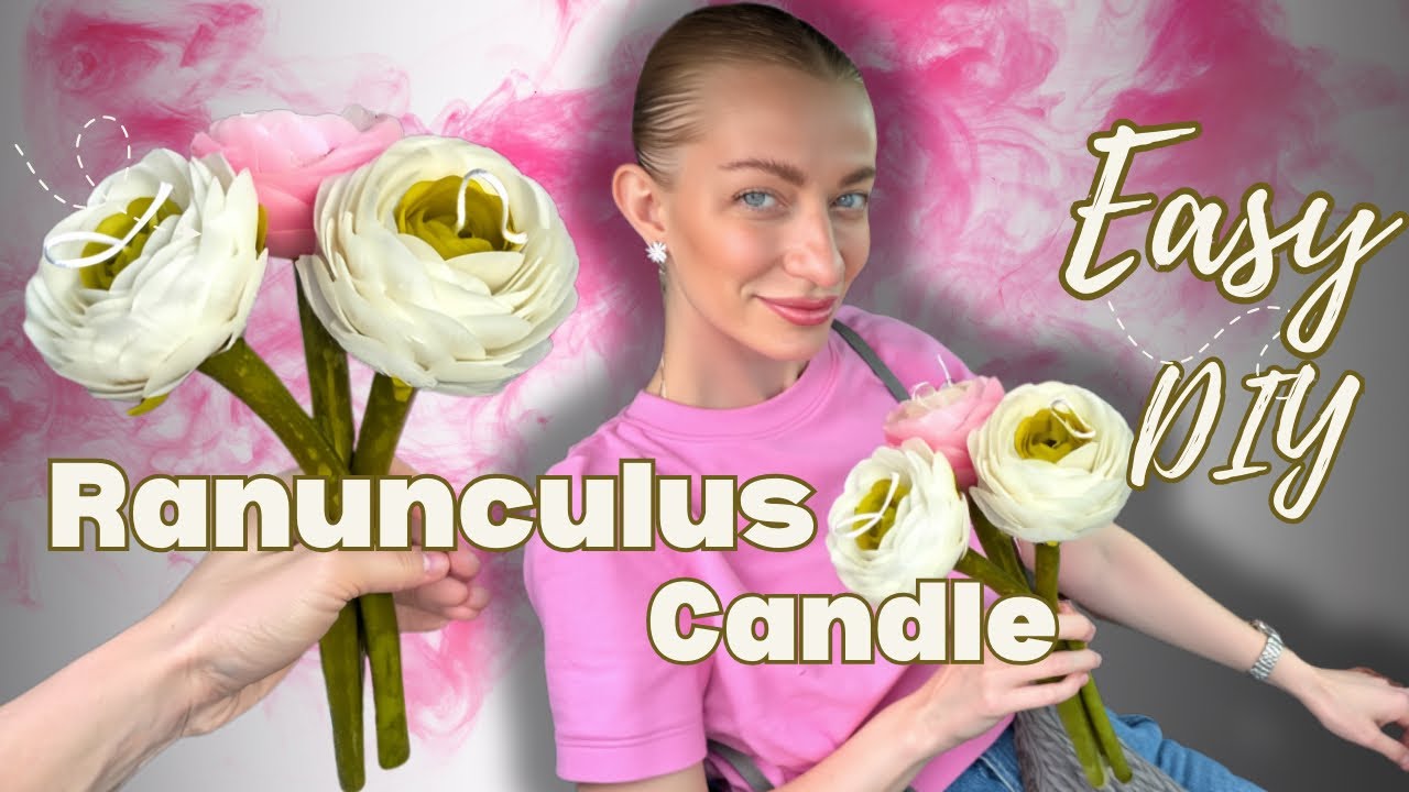 DIY | Ranunculus 🌸 Candle on a stem| Full tutorial | Step by step how to make candles at home 🕯️