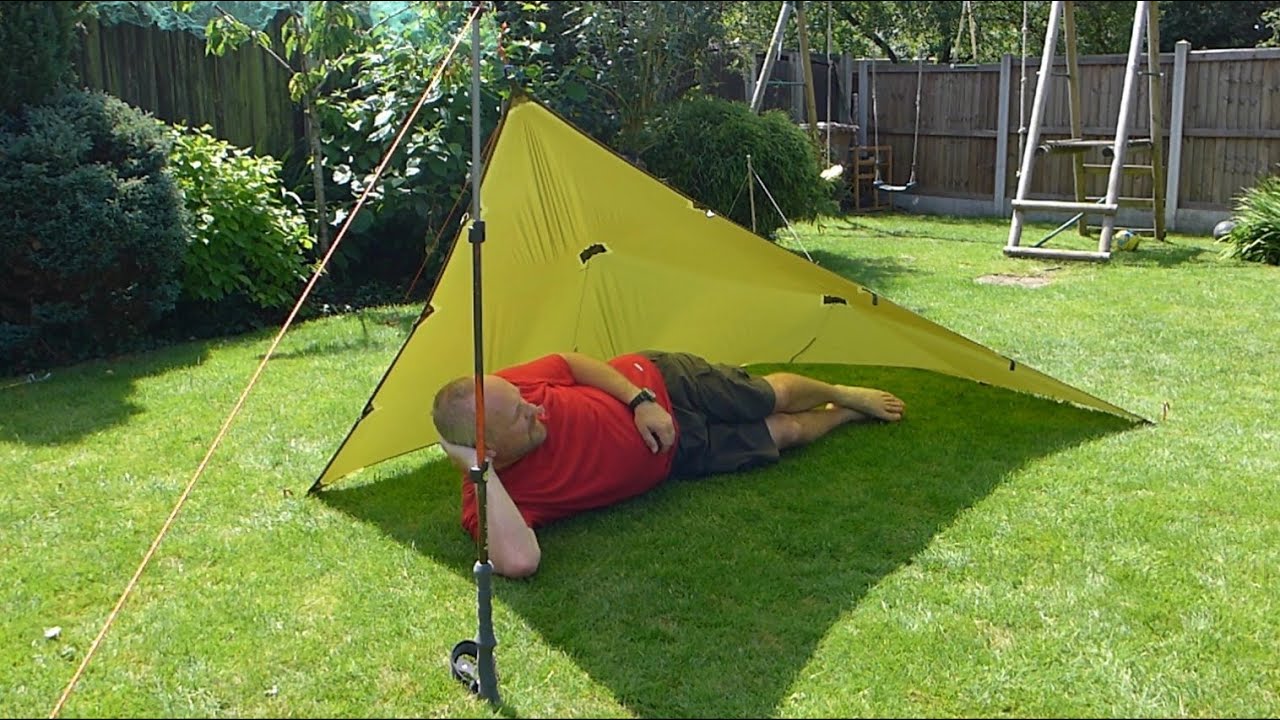 Ultralight Tarp Shelter : How to set up The Flying V using 2 Trekking Poles. For Bushcraft & Camping