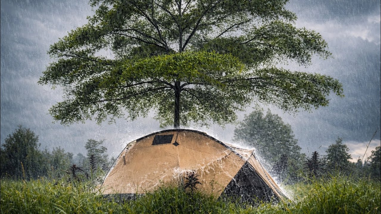 CAMPING IN HEAVY RAIN MIXED WITH STRONG WINDS🌪️CAMPING IN SUPER HEAVY RAIN ⛈️