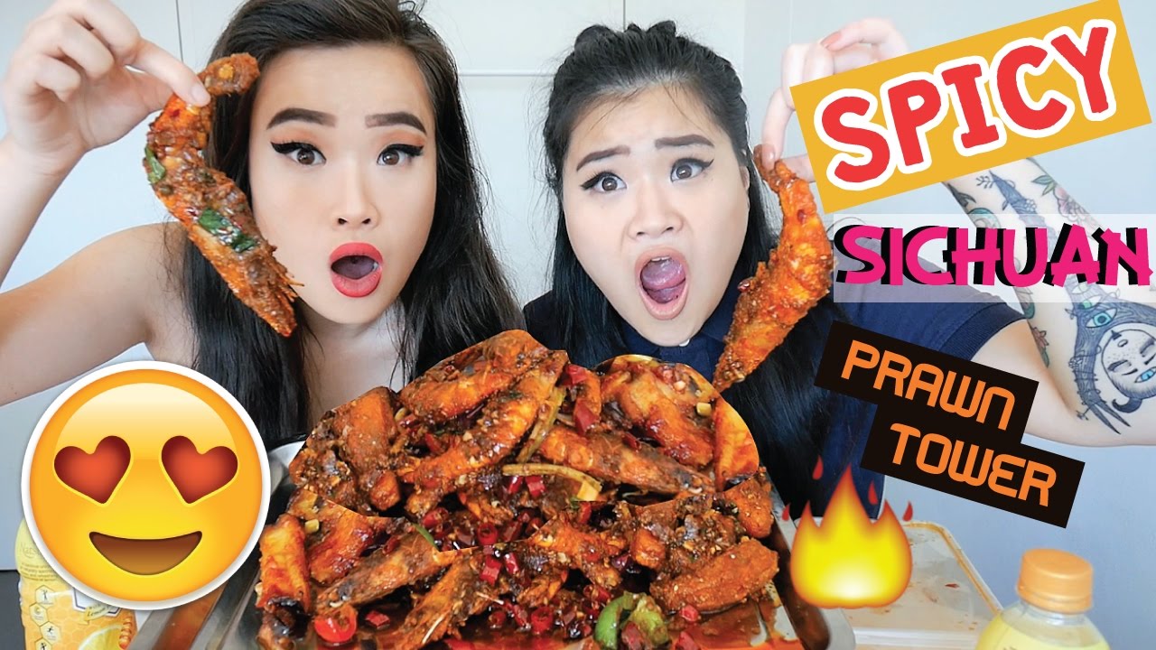 SPICY SICHUAN SHRIMP TOWER | MUKBANG | EATING SHOW