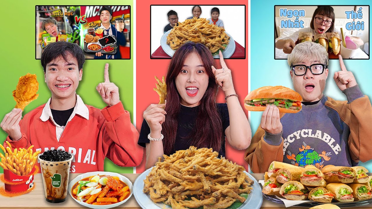 Thử Thách Ăn Đồ Ăn Theo Các Youtuber Nổi Tiếng !!!