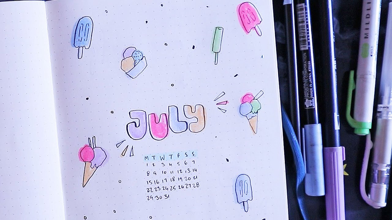 July 2019 Bullet Journal Plan With Me // ice cream theme