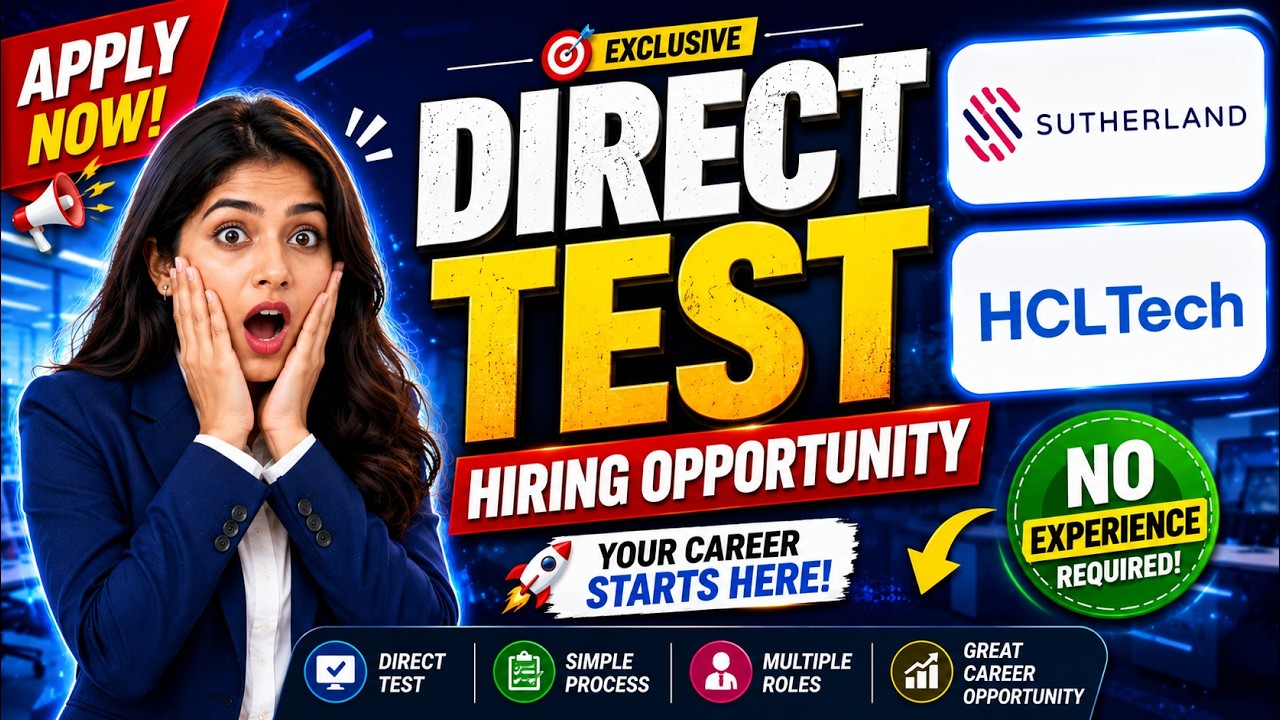 🔥 Direct Test Hiring Opportunity | Sutherland & HCLTech Hiring Freshers | Apply now