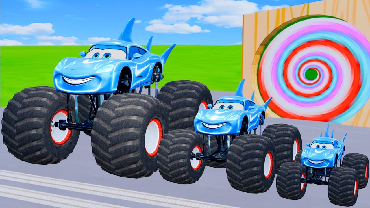 Big & Small Monter Car Shark Mcqueen vs Monster Shark | Cartoon BeamNG.Drive