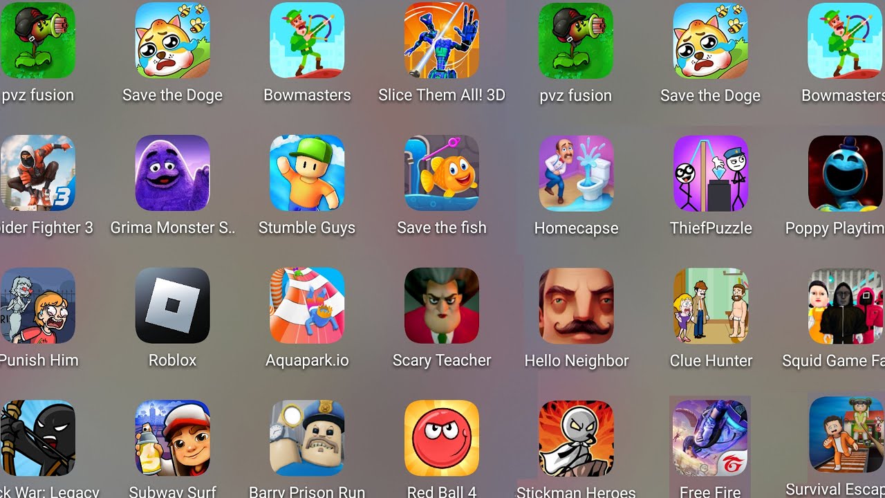 Bowmasters,StickWar Legacy,Save The Fish,Poppy Playtime 4,Spider Fighter 3,Plants Vs Zombies Fusion