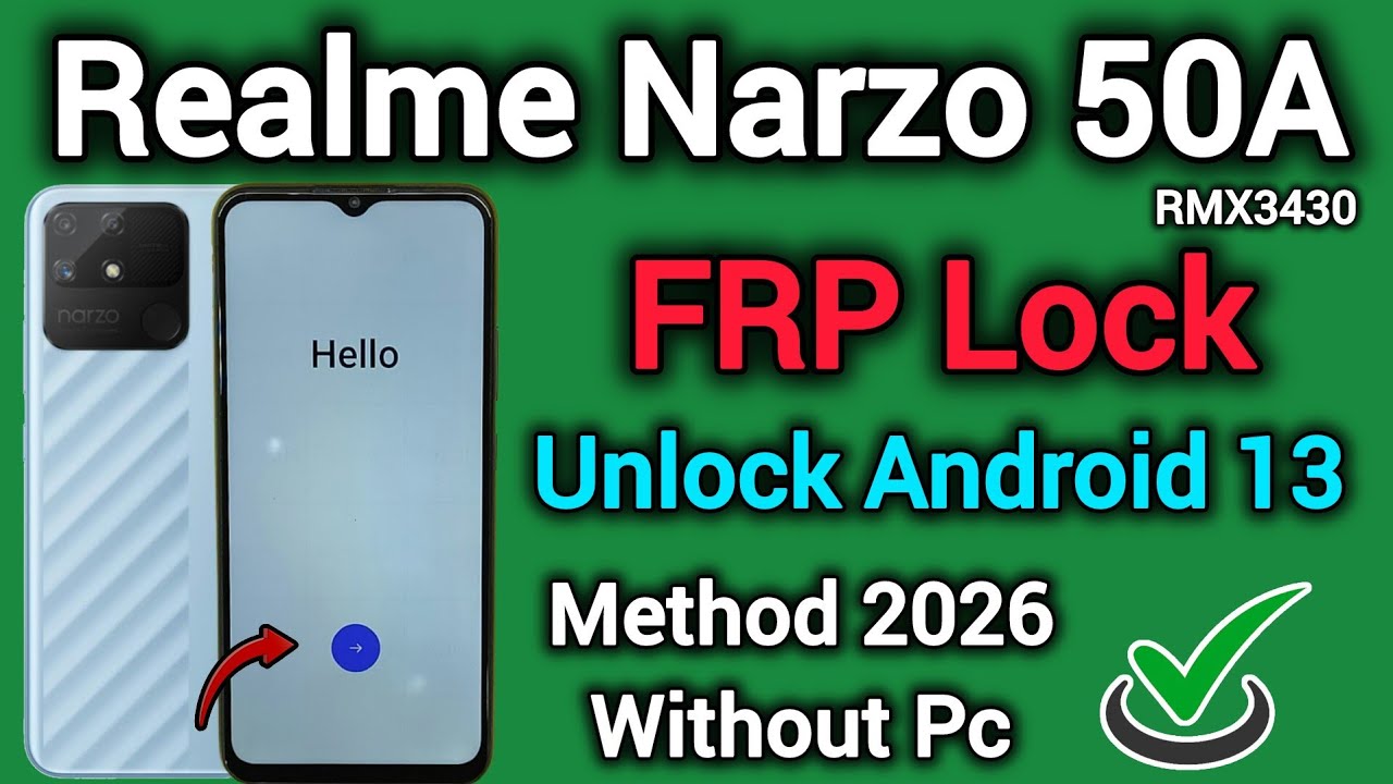 Realme Narzo 50A (RMX3430) || FRP Lock Unlock || Google Account Bypass || Android 13 || Trick 2026.