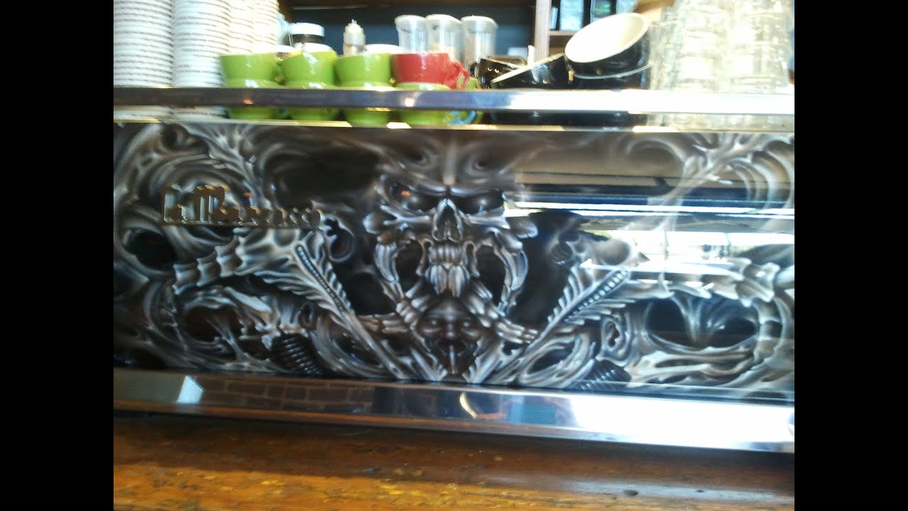 Airbrushing Biomechanical Coffee Machine by DML